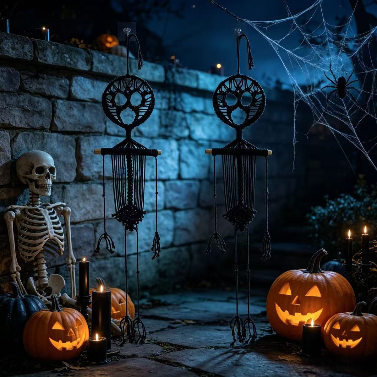 Noctis™ - Hand-Knotted Skeleton Wall Art Set
