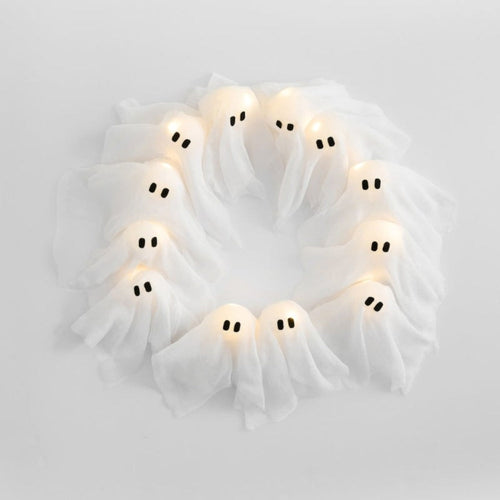 Wispra™ - Illuminated Ghost Wreath for Doors & Windows