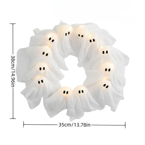 Wispra™ - Illuminated Ghost Wreath for Doors & Windows