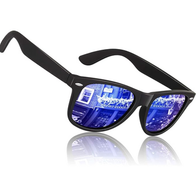 Matte Black Frame | Dark Blue Mirrored Lens
